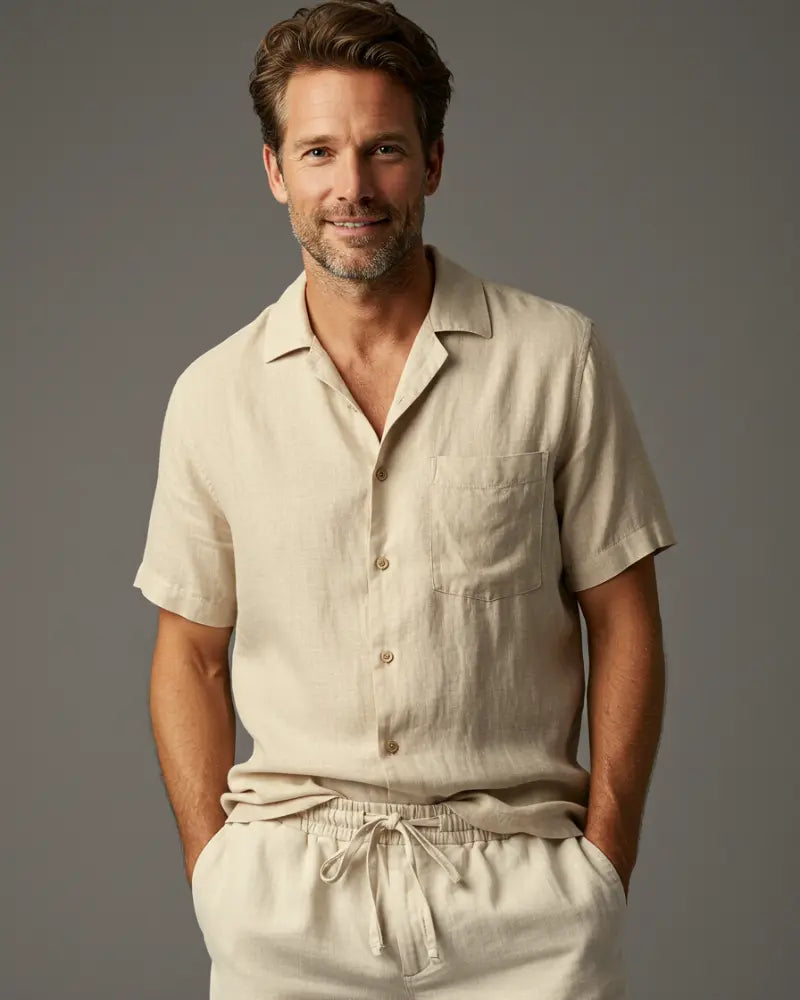 Dormier | Ravello Linen Short-Sleeve Pocket Shirt